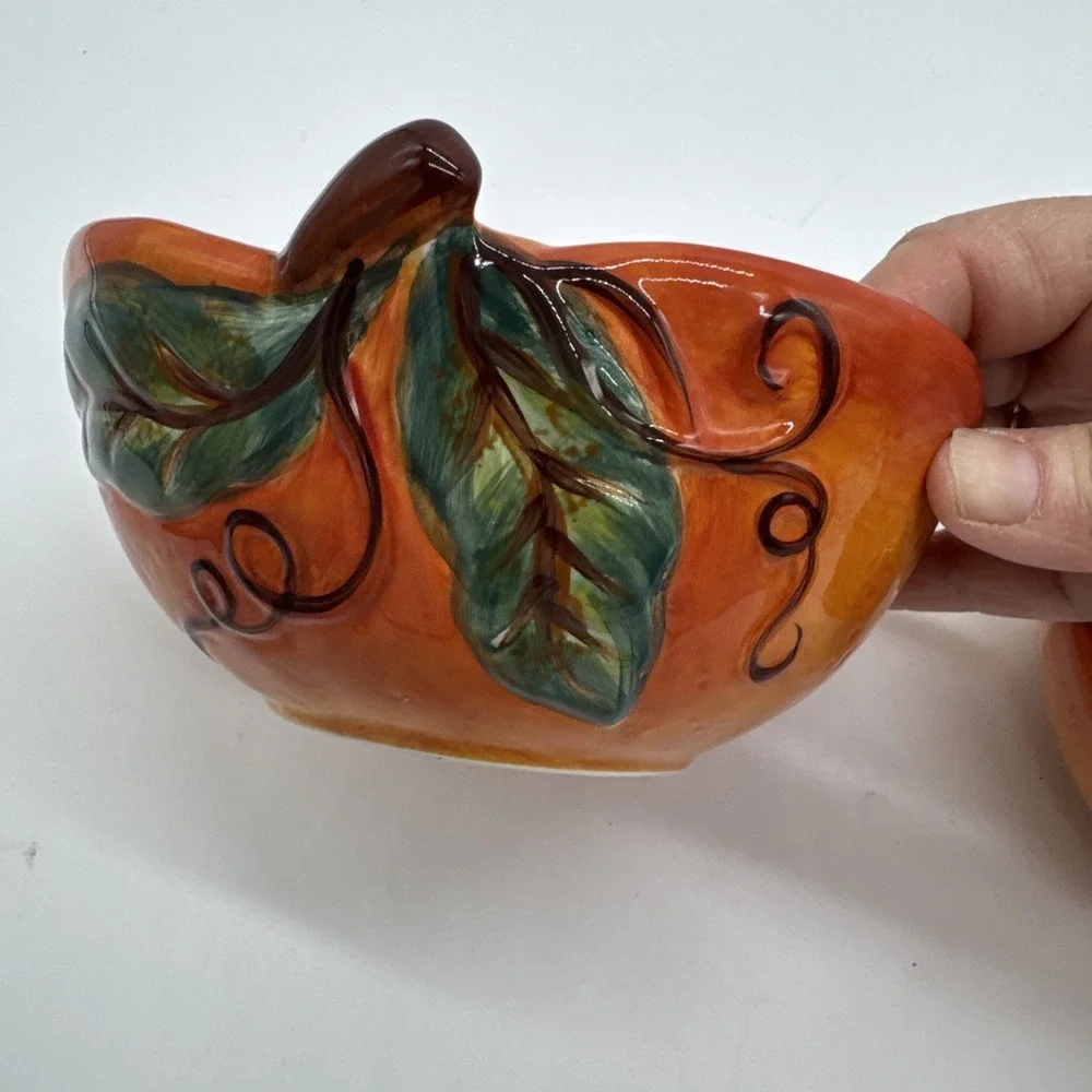 Ceramica Classica Venetian Tabletops Unlimited Pumpkin Bowl Hand Crafted Painted
